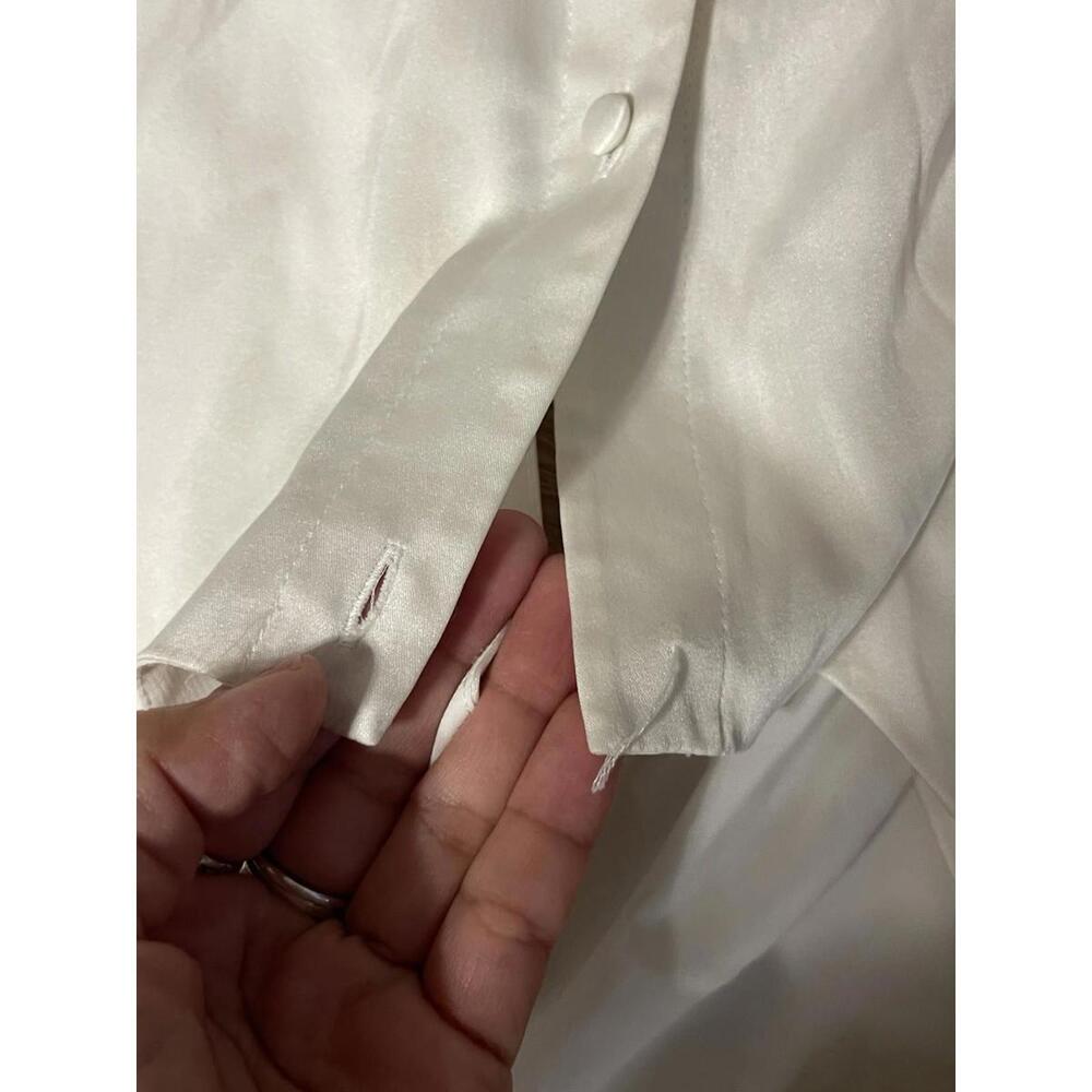 Alice + Olivia Long Dress Satin Size 4 Cream Button Missing H85 - Picture 4 of 5